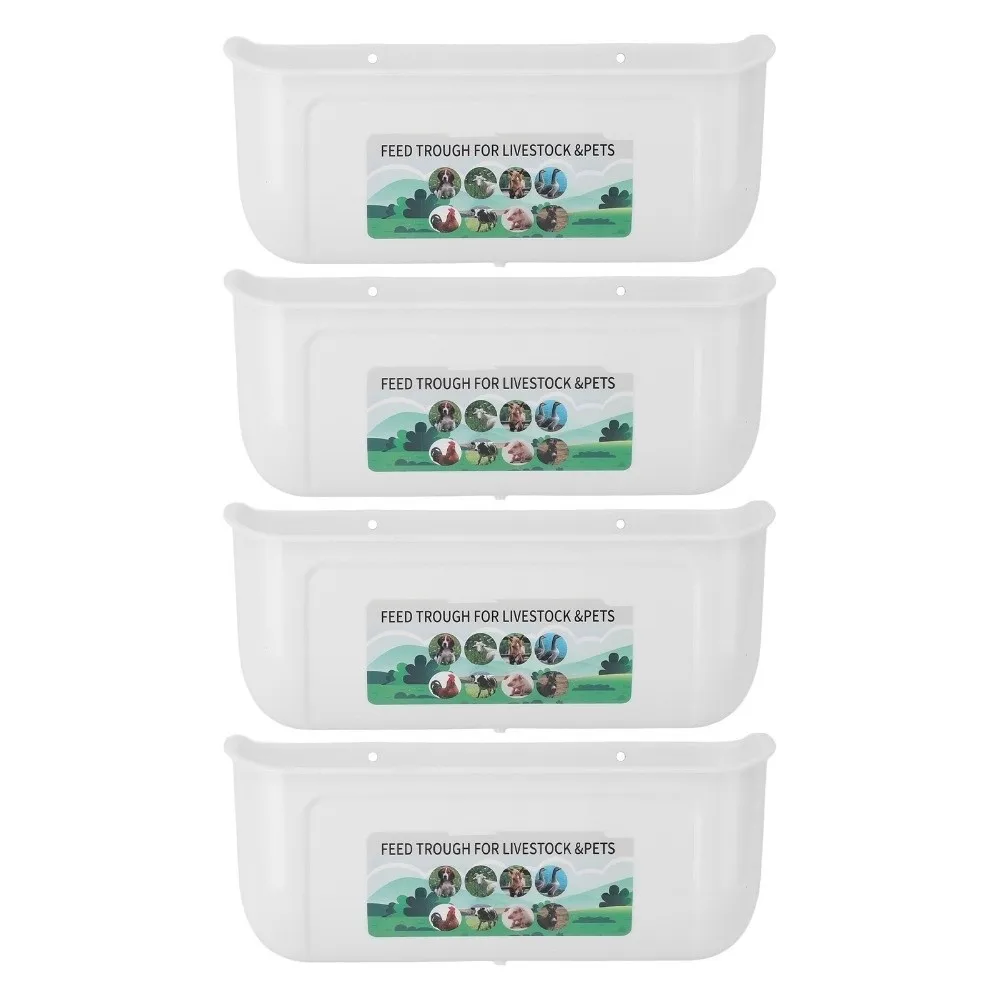 4sets PP Hanging Chicken Feeder With Clips Hanging Design Livestock Feeding Container Integrated Stamping Process
