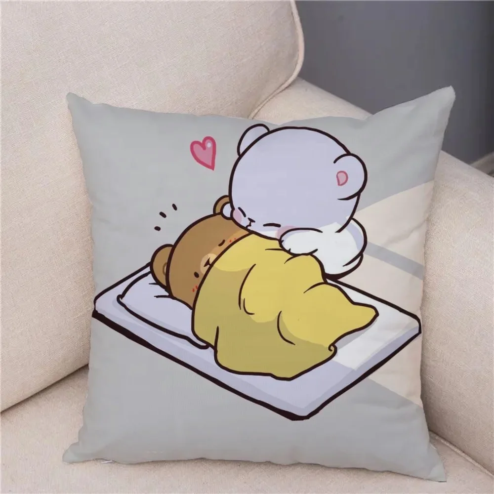 Milk Mocha Bear Throw Pillow Covers Decorative Bedroom Bed Cushion Cover Decorative Pillows for Sofa Cushions Covers Short Plush