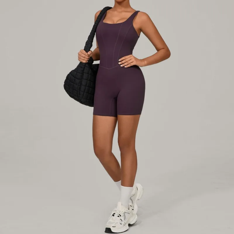 

Women's Seamless Yoga Jumpsuit Quick-Dry Naked Feel Adjustable Straps Butt Lift Activewear Gym Workout Running Fitness Bodysuit