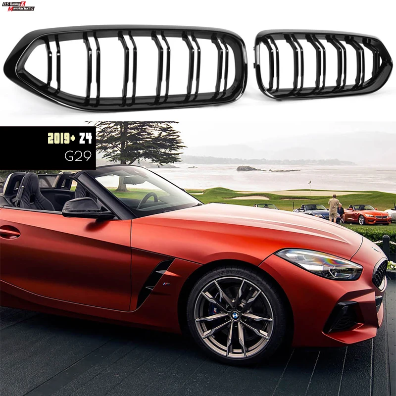 

Dual Lines Radiator Front Kidney Bumper Grill Grille For BMW Z4 G29 2019 2020 2021 ABS Gloss Balck Racing Grills Car Accessories