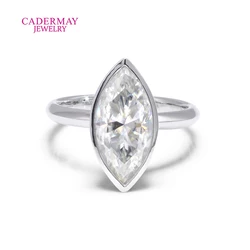Custom Made Bezel Set 6ct Marquise Cut Moissanite Ring 8x16mm VVS1 Moissanite 925 Sliver Wedding Engagement Rings For Women Gift