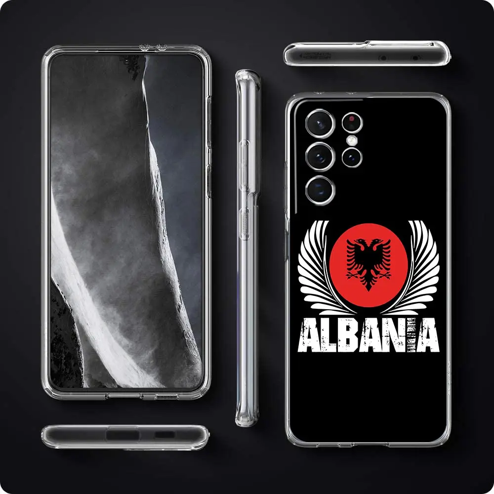 Albania Albanians Flag Clear Silicone Phone Case For Samsung Galaxy S23 S22 5G S20 Ultra S21 FE 5G S10E S9 S8 S10 Plus Cover