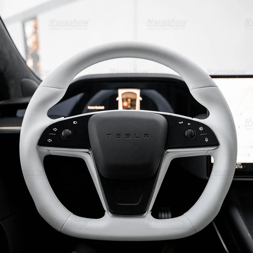 

Рулевое колесо Hansshow круглое в клетку/модель X для 2021 + Рулевое колесо Tesla Model S/X обновленное рулевое колесо