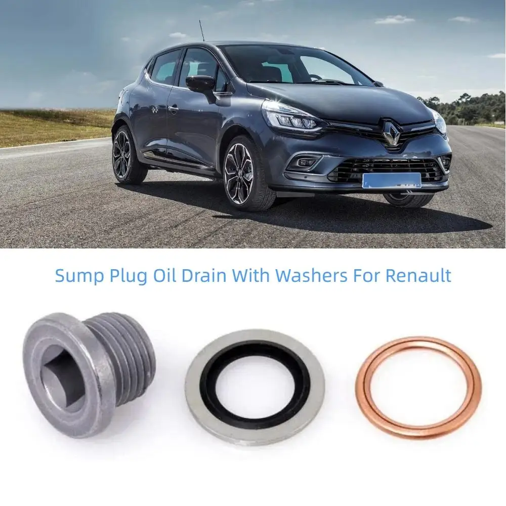 3Pcs Oil Pan Drain Plug With Washer Gasket For Renault Car Engine Heat Resistant Maintenance Parts