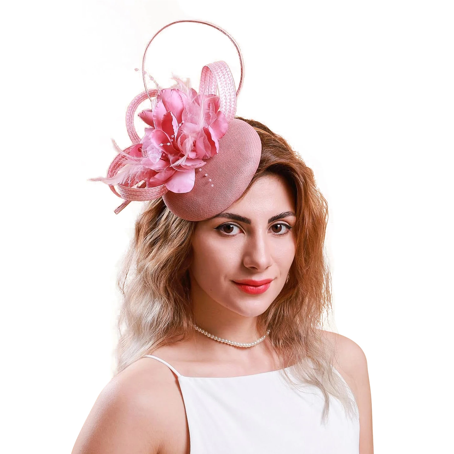 Newest Fascinator Fancy Christmas Flower Hair Accessories Multicolour Kentucky Derby Hats Tea Party Feather Headdress for Women