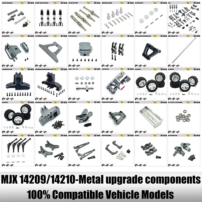 

MJX 1/14 14209-14210 Remote Control car Metal upgrade Full vehicle parts, front and rear axle parts are optional 100% applicable