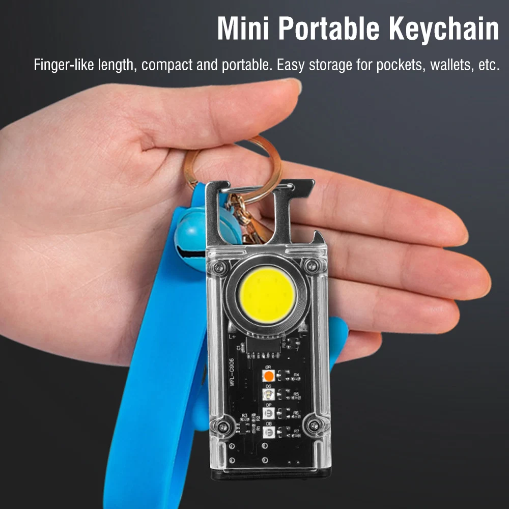 BORUiT COB LED Flashlight MIni Key Light 8 Lights Modes Type-C Rechargeable Portable Small Pocket Flashlights With Magnet Opener