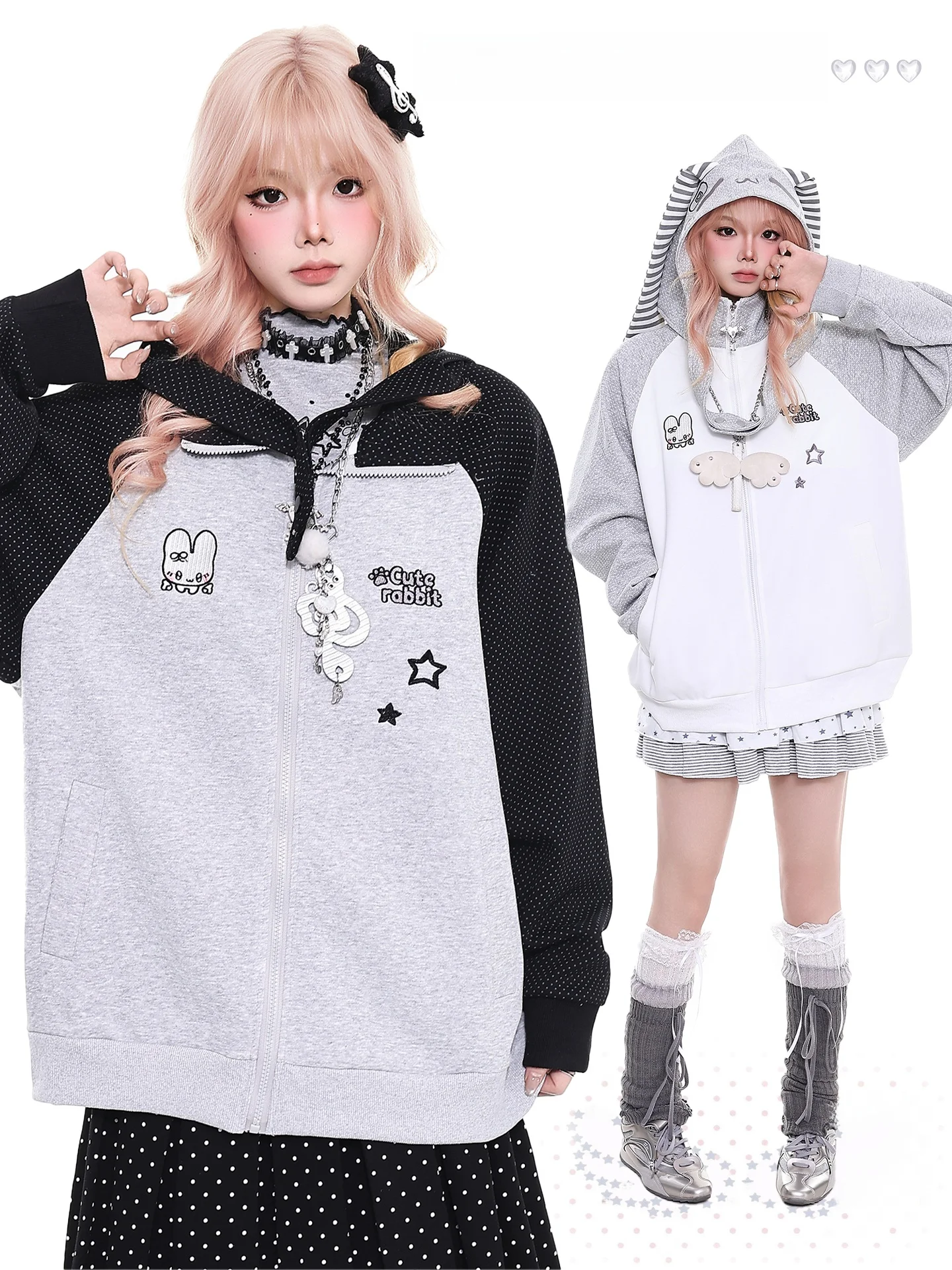 

Женская весенняя толстовка Orange Marmalade YO в стиле ретро с милым мультяшным принтом в горошек, свободного кроя, повседневная верхняя одежда для похудения