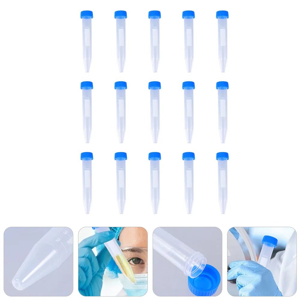 

50 шт. пластиковых центрифужных пробирок объемом 10 мл с точной шкалой и герметичными крышками для лабораторных научных экспериментов, больничных исследований и лабораторий