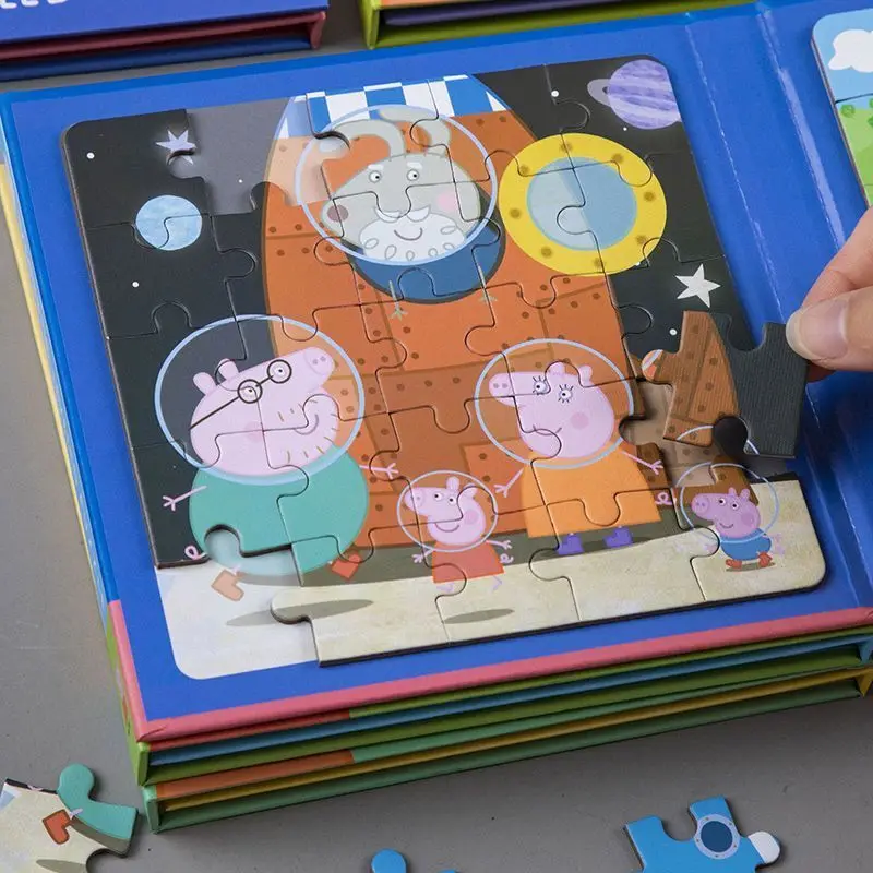 Peppa Pig rodzina czterech dzieci wczesna edukacja Puzzle magnetyczne George kreskówka Puzzle papierowe Puzzle zabawki prezent na Boże Narodzenie