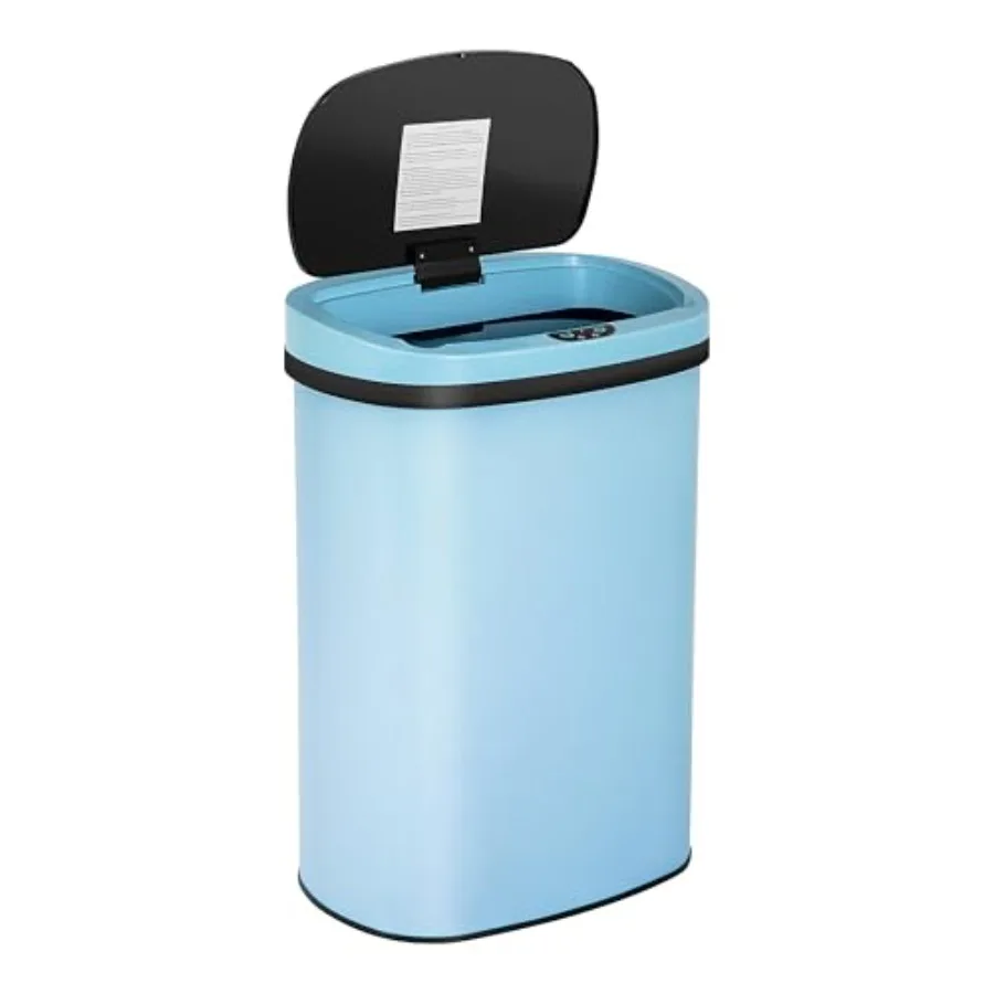 

Kitchen trash can metal black motion sensor lid 13-gallon capacity