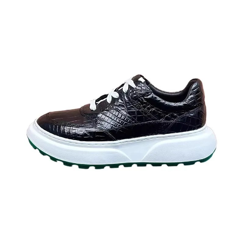

Crocodile Leather Men's Fashion Casual Sports Shoes Youth Genuine Leather Comfortable Thick Sole Luxury Sneakers Male Oxfords
