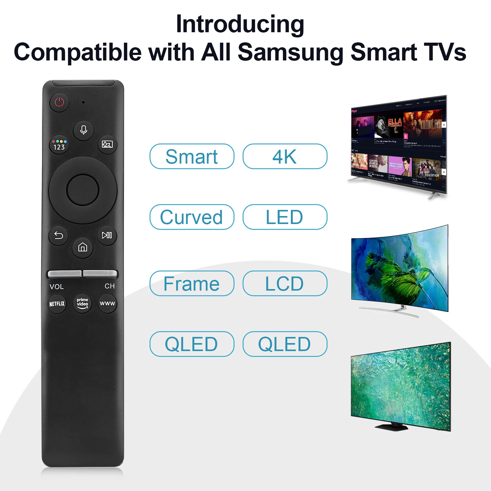 替换 Remote for Samsung Tvs with Voice Control, Universal Remote Compatible for All Samsung Curved Frame Uhd Qled Led 4K