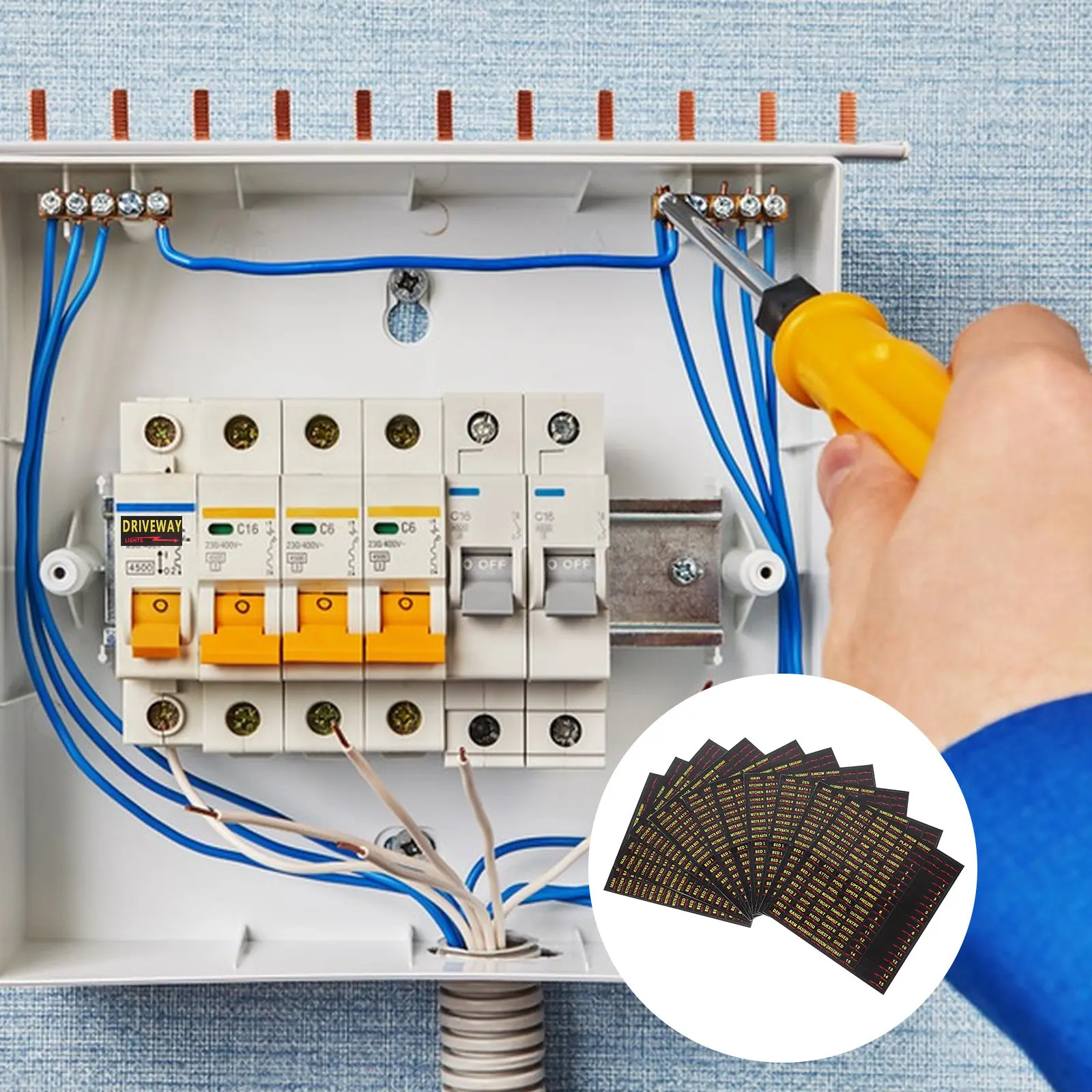 

10 Sheets Circuit Breaker Labels Electrical Panel Sticker Self-Adhesive Colorful Breaker Box Tag Electrical Box Organizing Label