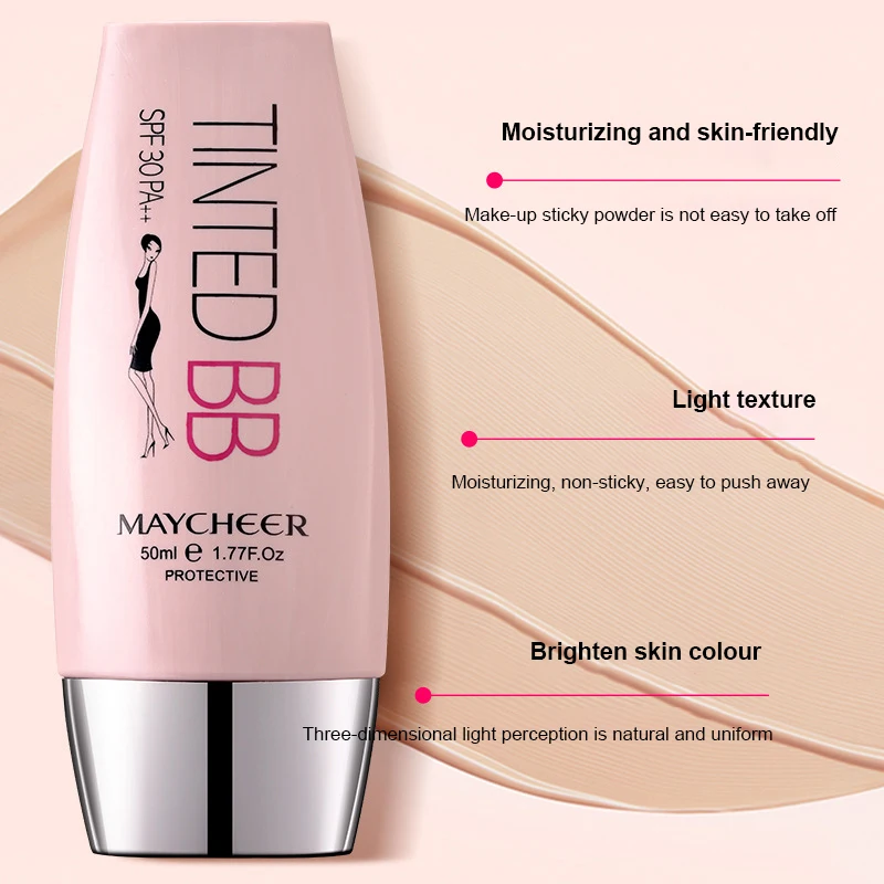 Crema BB reparadora Mineral, 50g, corrector, aislamiento hidratante, crema CC de belleza, brillo de larga duración, tono de piel, Maquillaje facial Natural