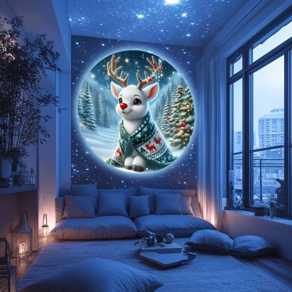 Светодиодный проекционный светильник с рождественским лосем, подходящий для создания рождественской атмосферы, украшения стены комнаты и потолка.