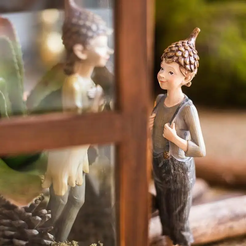 Hand Painted Fairy Garden Miniature Figurines, Forest Elf, Resin Ornament, Vintage Decor, Rustic Home Decoration Accessories