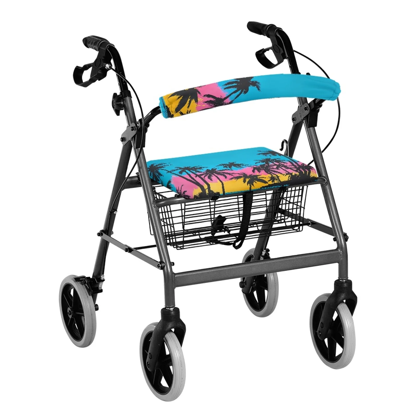 Coloranimal Palm Tree Tropical 2 Pcs Rollator Seat Back Covers Non Slip Rollator Seat Back Rest Covers for Elder