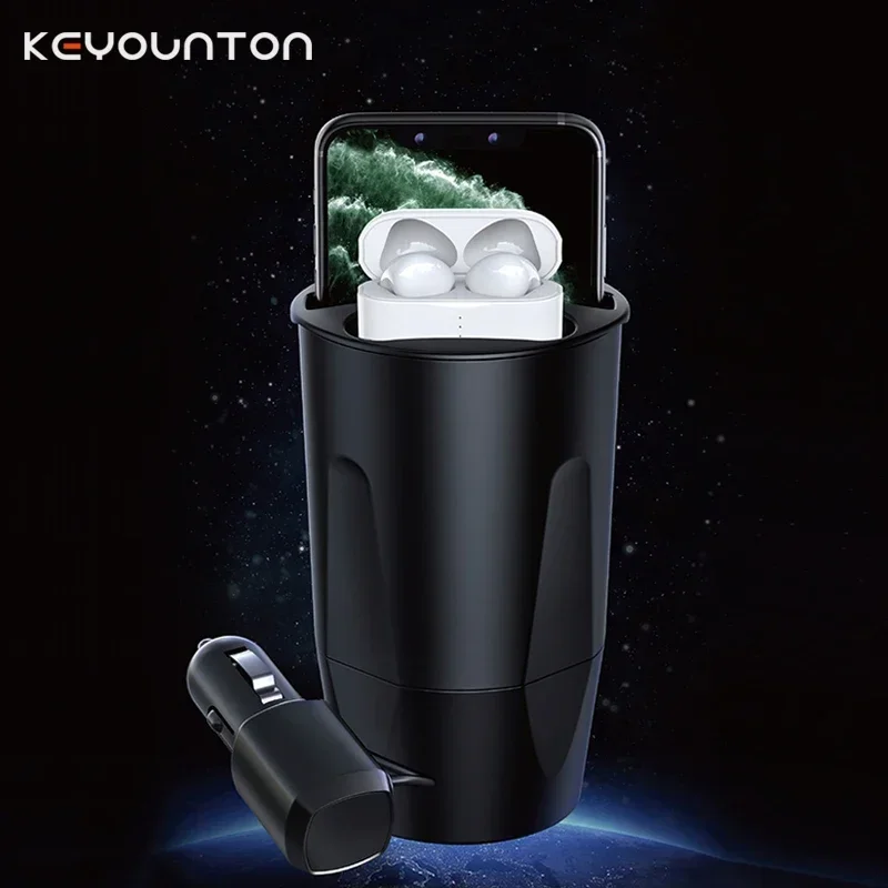 

Автомобильная зарядная док-станция для подстаканника, Беспроводная зарядка для iPhone 13 12 Pro Samsung S21 20 10, портативные автомобильные зарядные устройства USB Type-C