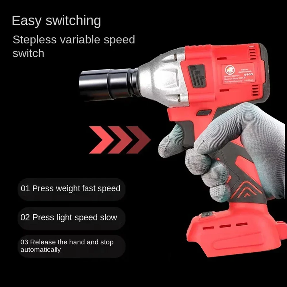 

Upgraded for MakitaCompatible High Torque Electric Wrench with Stepless Speed Switch and Red Battery Charging Feature