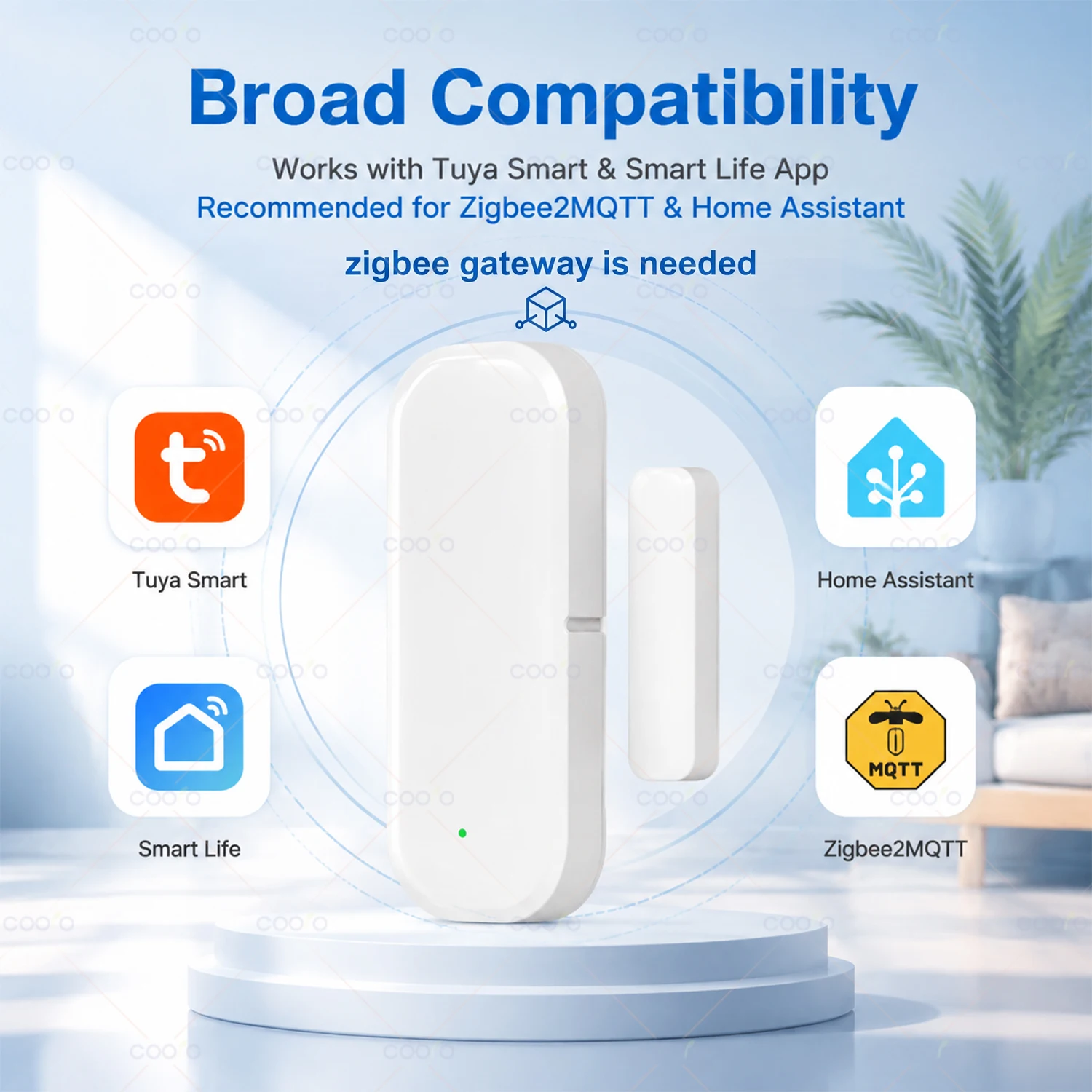 Tuya Zigbee Door Window Sensor Burglar Magnetic Contact Open Close Detector Smart Home Security For Smart Life HA Z2M Need Hub