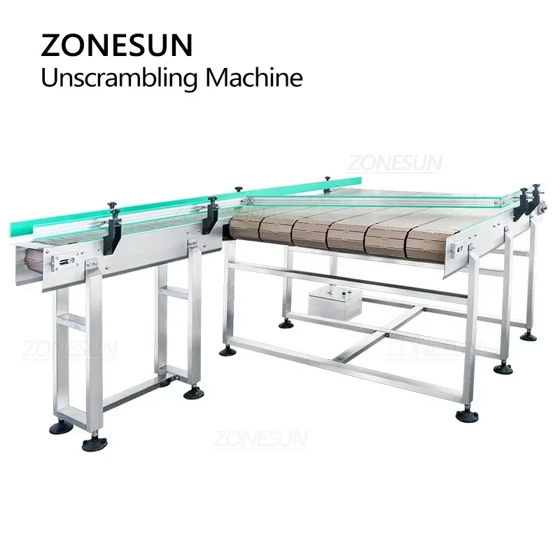 ZONESUN ZS-CB190 Automatic Bottle Unscrambler Conveyor Belt Customizable Chain Conveyor Feeding Line for Wine Water Packaging