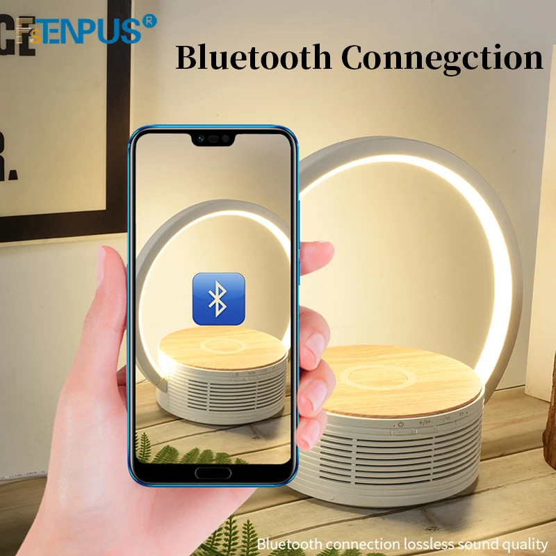 Modern LED Bedside Night Light 10W Wireless Charging Cell Phone 5W Bluetooth Speaker Table Lamp Room Ramadan Decor 2023