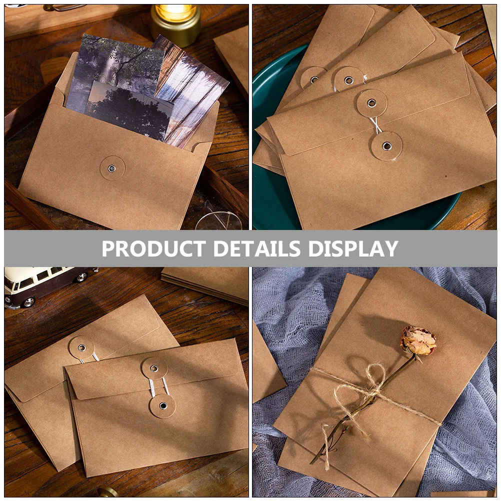 

10Pcs Office Tie Storage Bag Simple Solid Color Kraft Paper Envelopes Small Portable Letter Holder Invitation Card Organizer