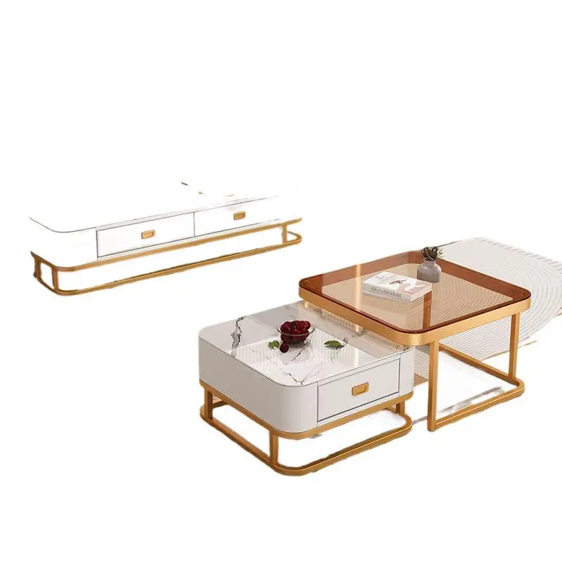 

Simple modern TV cabinet coffee table combination living room household coffee table square table Nordic light luxury