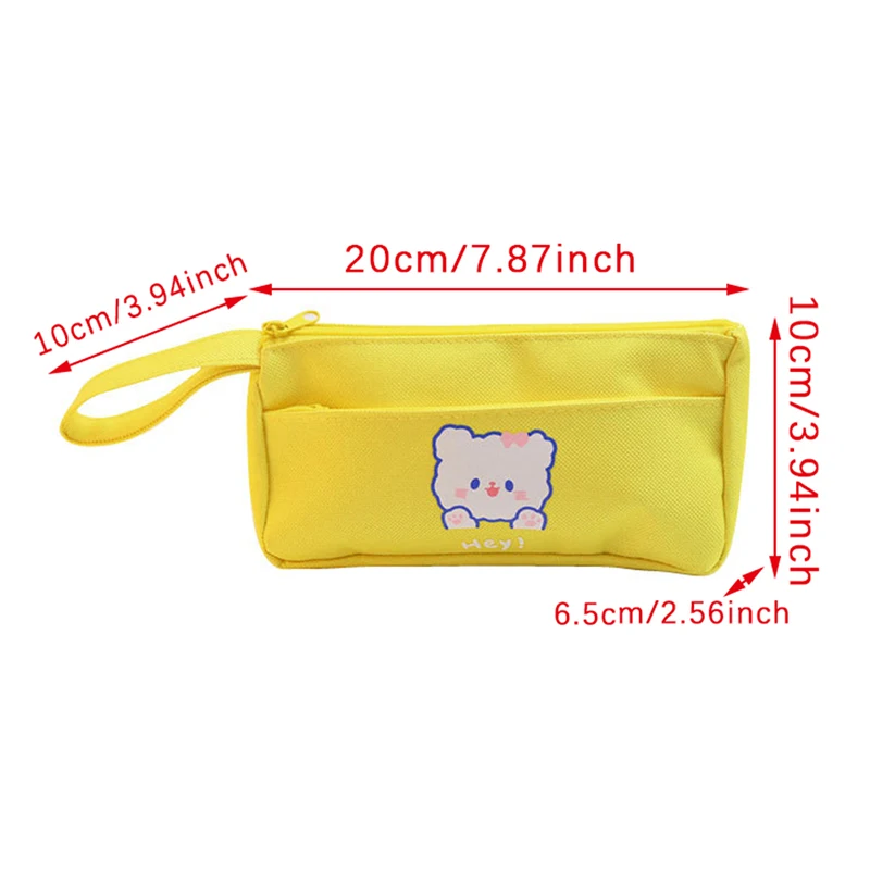 Candy Color Rabbit Print Canvas Pen Bag Happy Fun Animal Pattern Pen Pouch Students Writing Supplies