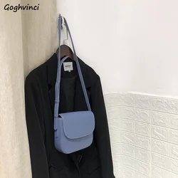 Korean Women Crossbody Bags Elegant Solid Color Shoulder All-match Handbags Chic PU Leather Simple Flap Bag Cross-body Vintage