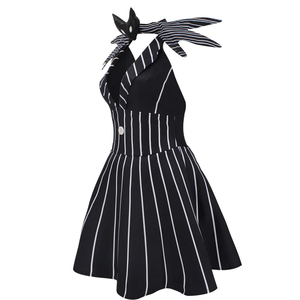 Anime Jack Skellington Cosplay Costume Christmas Outfit Black Stripe Dress For Woman Halloween Party Fancy Demon Clothes