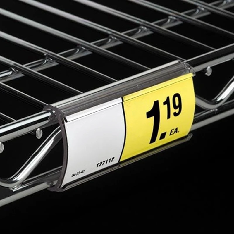 200 Pieces Wire Shelf Label Holders Set Plastic Label Shelf Clips With 200Pcs White Card Set (2.95Inch X1.18 Inch)