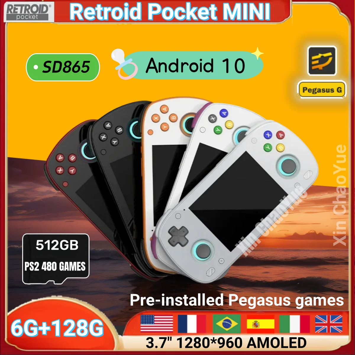 

Retroid Pocket MINI Retro Handheld Game Video Player Console 3.7 Inch OLED HD Screen Android Gaming 6+128G WiFi PSP PS2 RP Gift