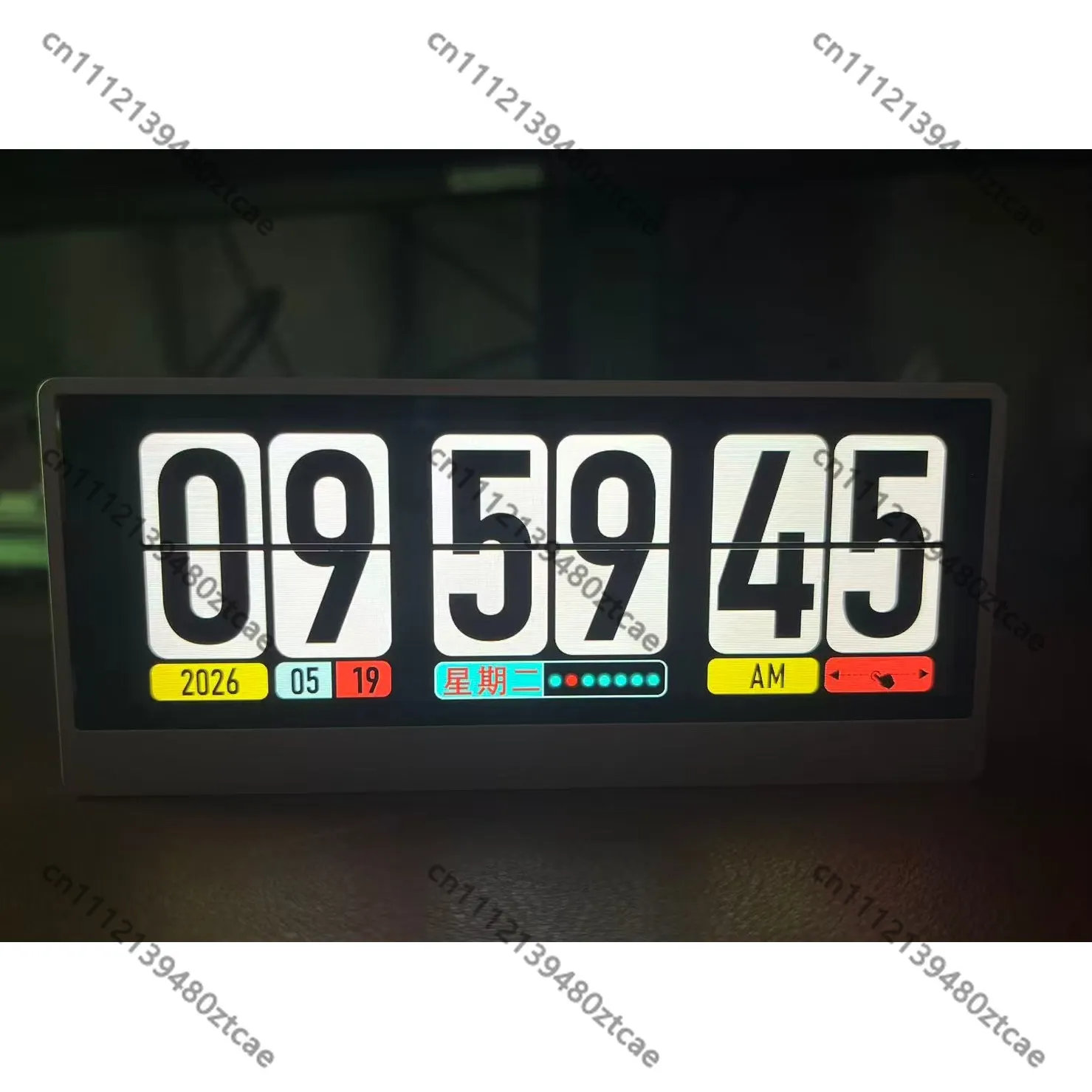 Automatic Page Turning Desk Clock With LED Music Spectrum Rhythm Display Creative Desktop Decor Clock
