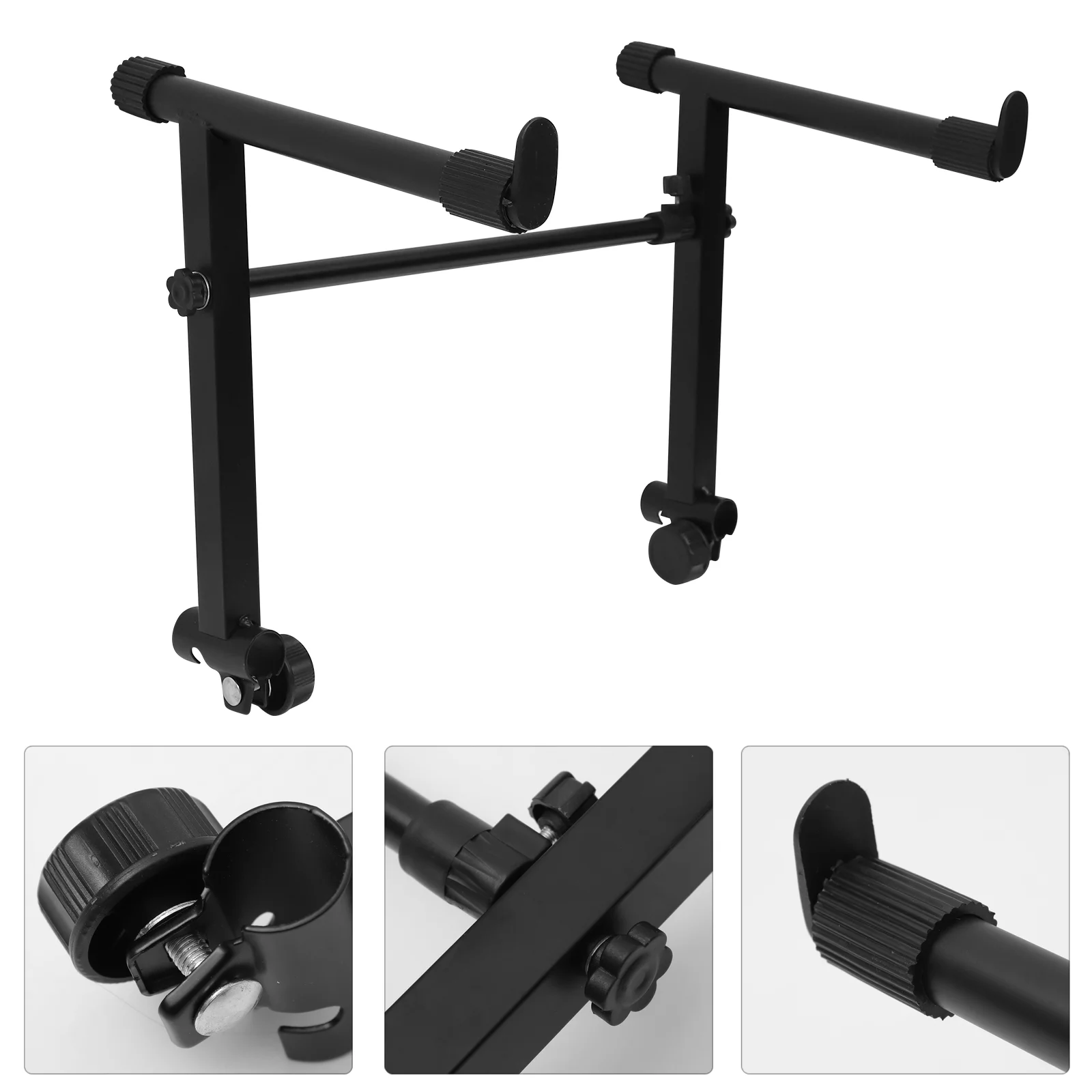 Electronic Keyboard Stand Double Layer Bracket Black 71cm Width Adjustable Removable Storage Easy Installation Protective Rubber