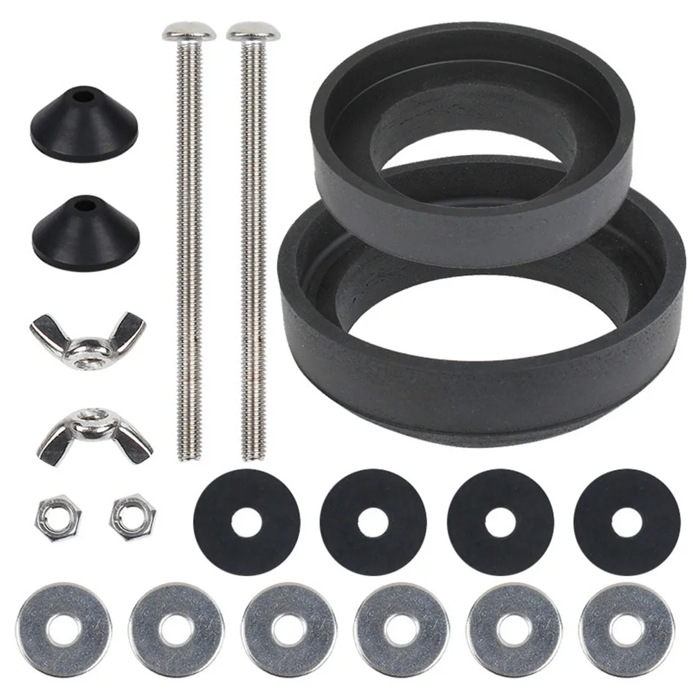Stainless Steel Toilet Seat Mounting Hardware Set Including Tank Screws and Compression Seals for Reliable Fit