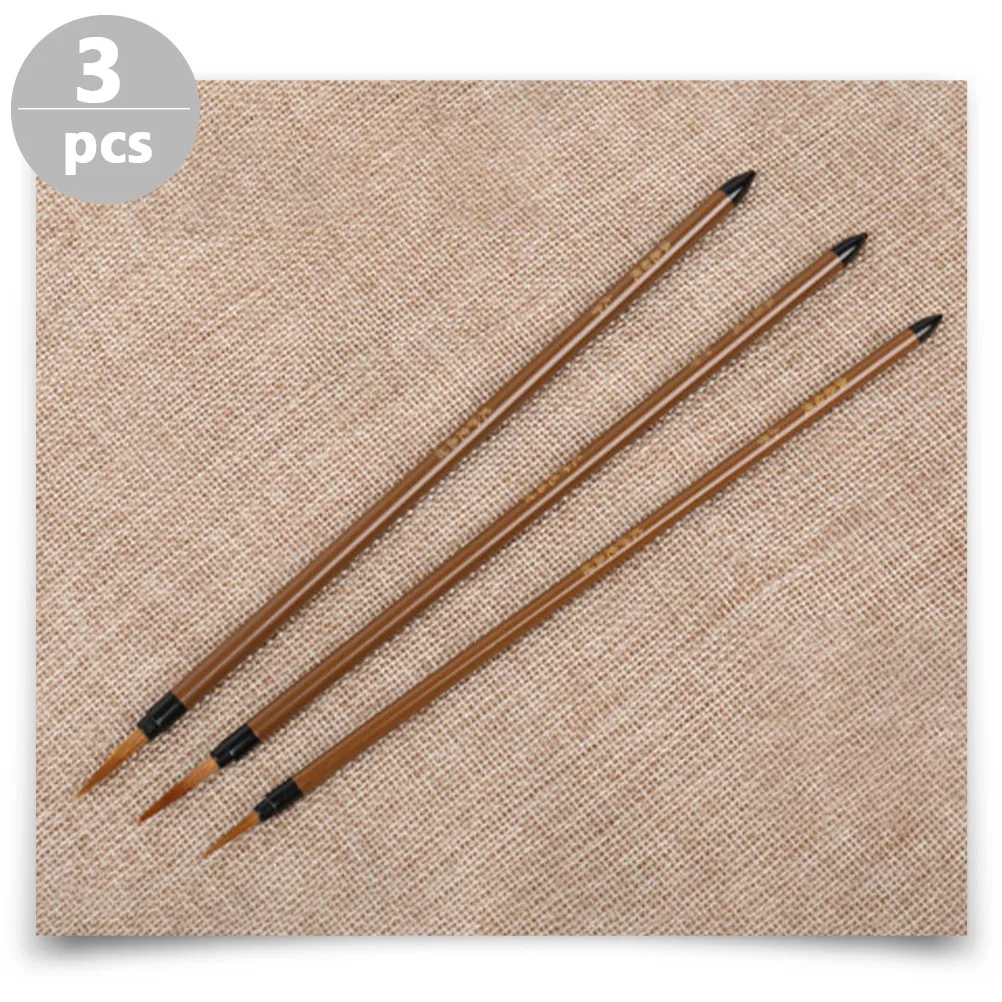 

3pcs Oil Painting Watercolor Painting Pens Practical Line Drawing Pens Artistic Detail Brush Fine Liner Durable Wood Handle