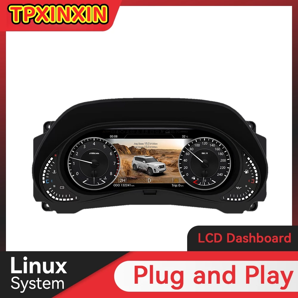 12.3 inch Screen Digital For Nissan Patrol Y62 Armada 2010 2011 - 2023 LCD Gauges instrument Virtual cluster Cockpit Speedometer