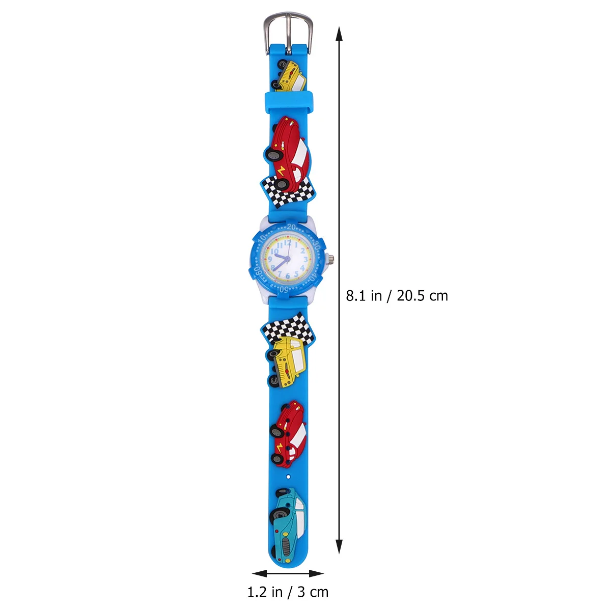 Cartoon Car Watch Blue 3D Design Waterproof Wristwatch Comfortable Light Weight for School Playtime Gift Option