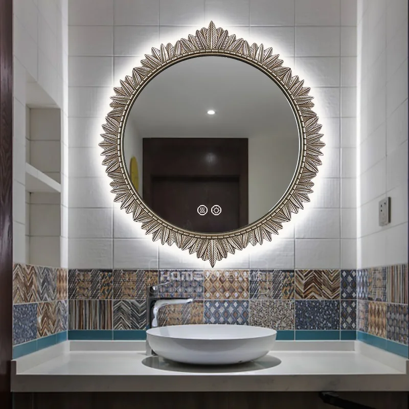 Bathroom Round Smart Hotel Bedroom Decorative Mirror LED Bathroom Mirror Backlight Makeup Зеркало Настольное Espelho Inteligente