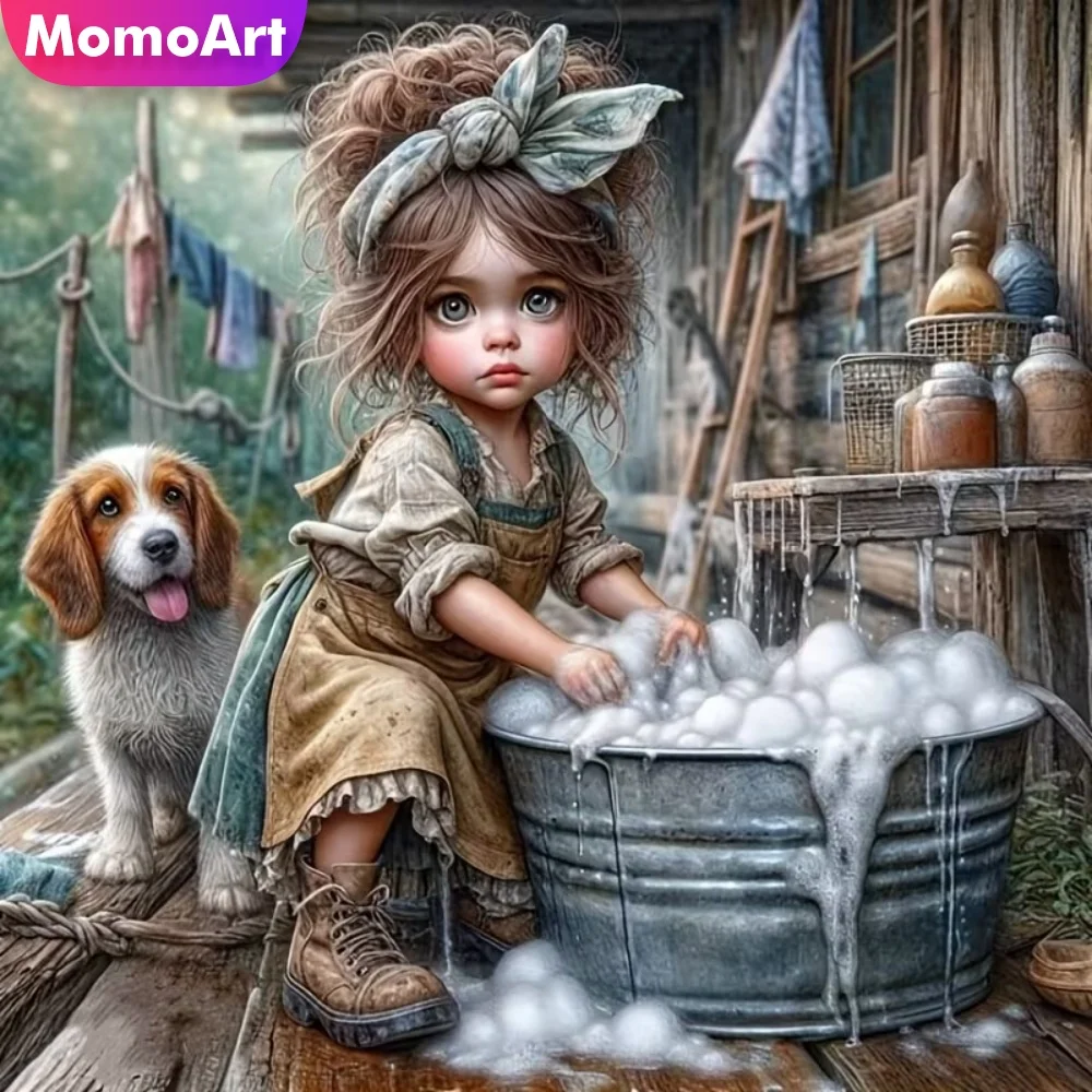 Momoart 5D DIY Diamond Painting Girl Portrait Cartoon Kits F
