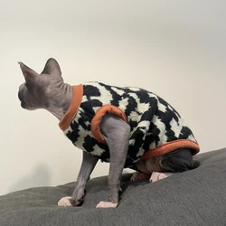 Cat Clothing Warm Leopard Sweater for Kittens Dogs Winter Short Sleeves Soft Coat For Devon Rex Holiday Costumes for Sphynx Cat