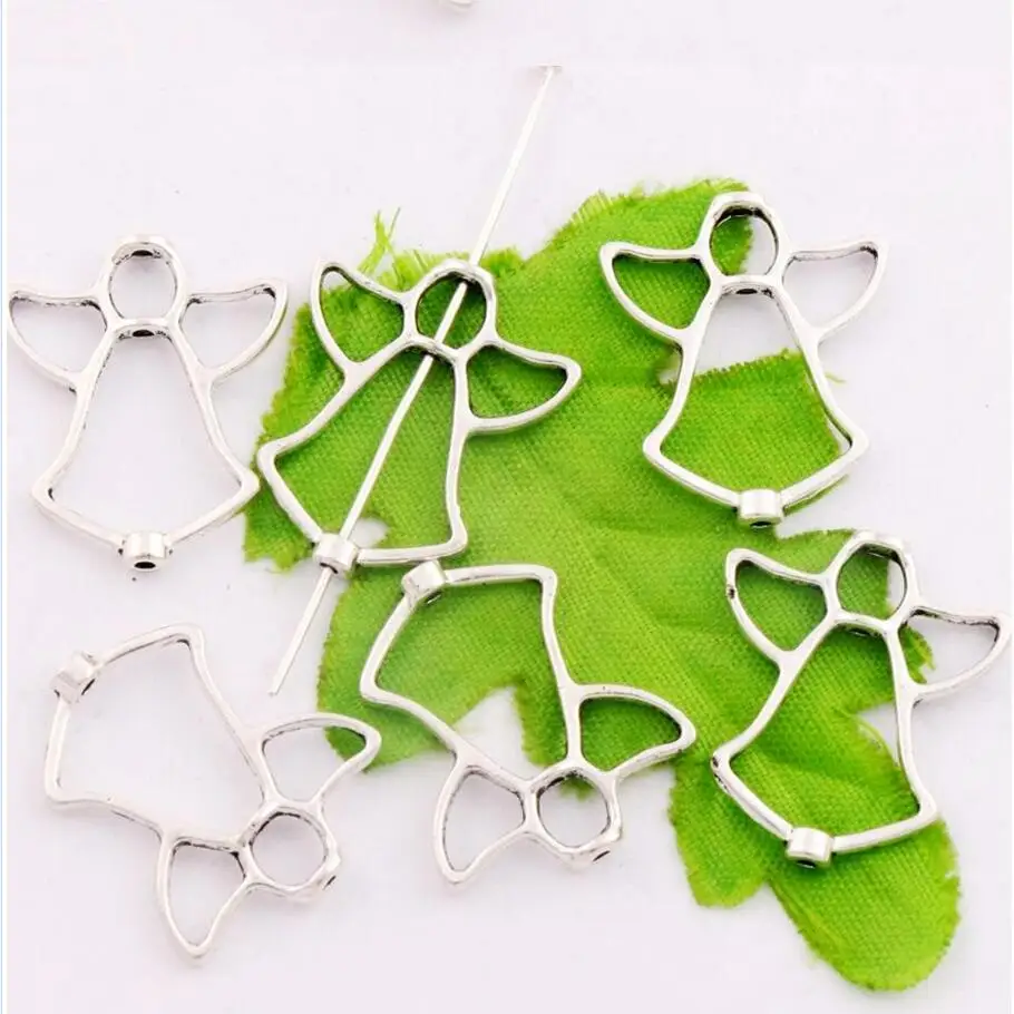 15pcs 25x21mm Hollow Angel Bead Frames FOR 4x14MM Beads Antique Silver DIY Jewelry Making Findings L750