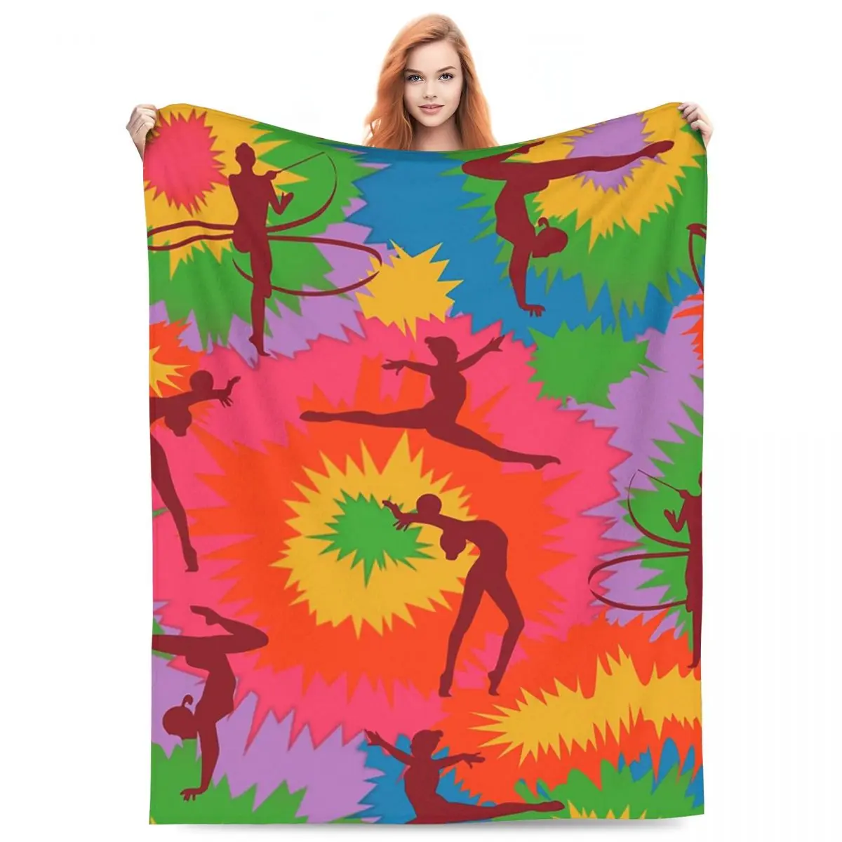 Rhythmic Gymnastics Dance Pattern Blanket Flannel Sofa Throw Blanket Super Soft for Couch Bedding Outdoor Throws Bedspread Quilt