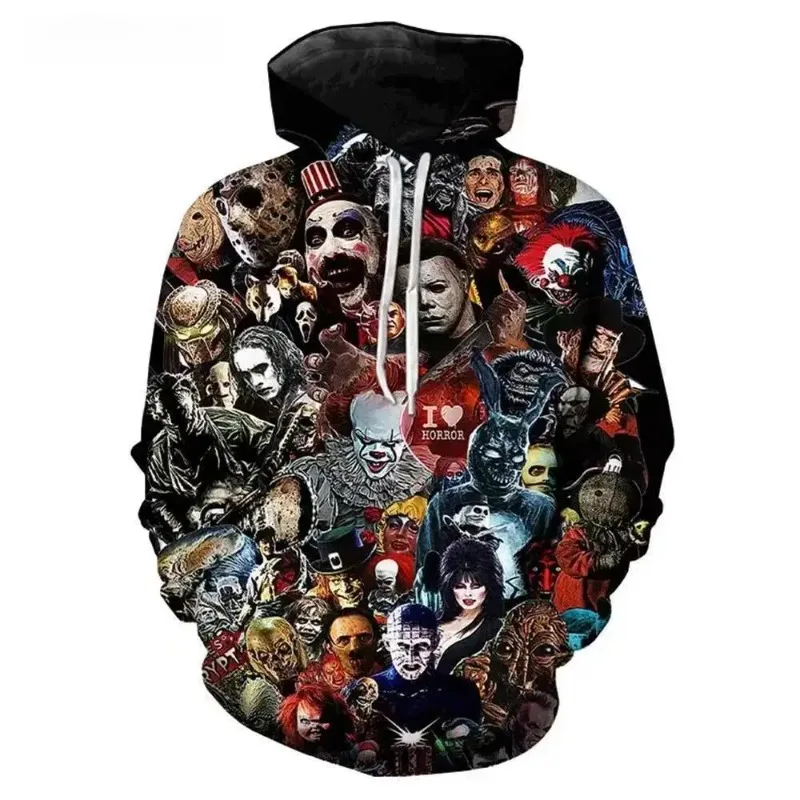 

2025 Men's and Women's Fashion Casual Hoodies Street Wear Hoodies Halloween Kill Terror 3D Printed Hoodies Sportswear