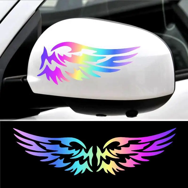 Matte DIY Angel Wings Stickers Waterproof Adhesive Decals for Motorcycle Helmet Car Body Window Luggage Decor