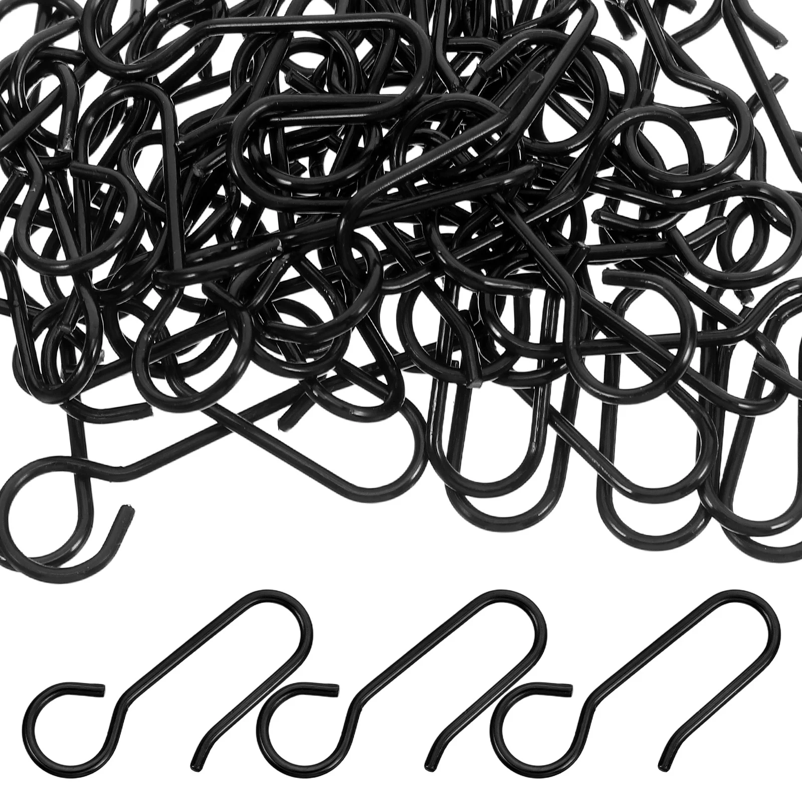 

60 Pcs Metal Curtain Track Hooks S Shaped Drapes Hangers for Ceiling Wall Mounted Rods Iron Closet Clips