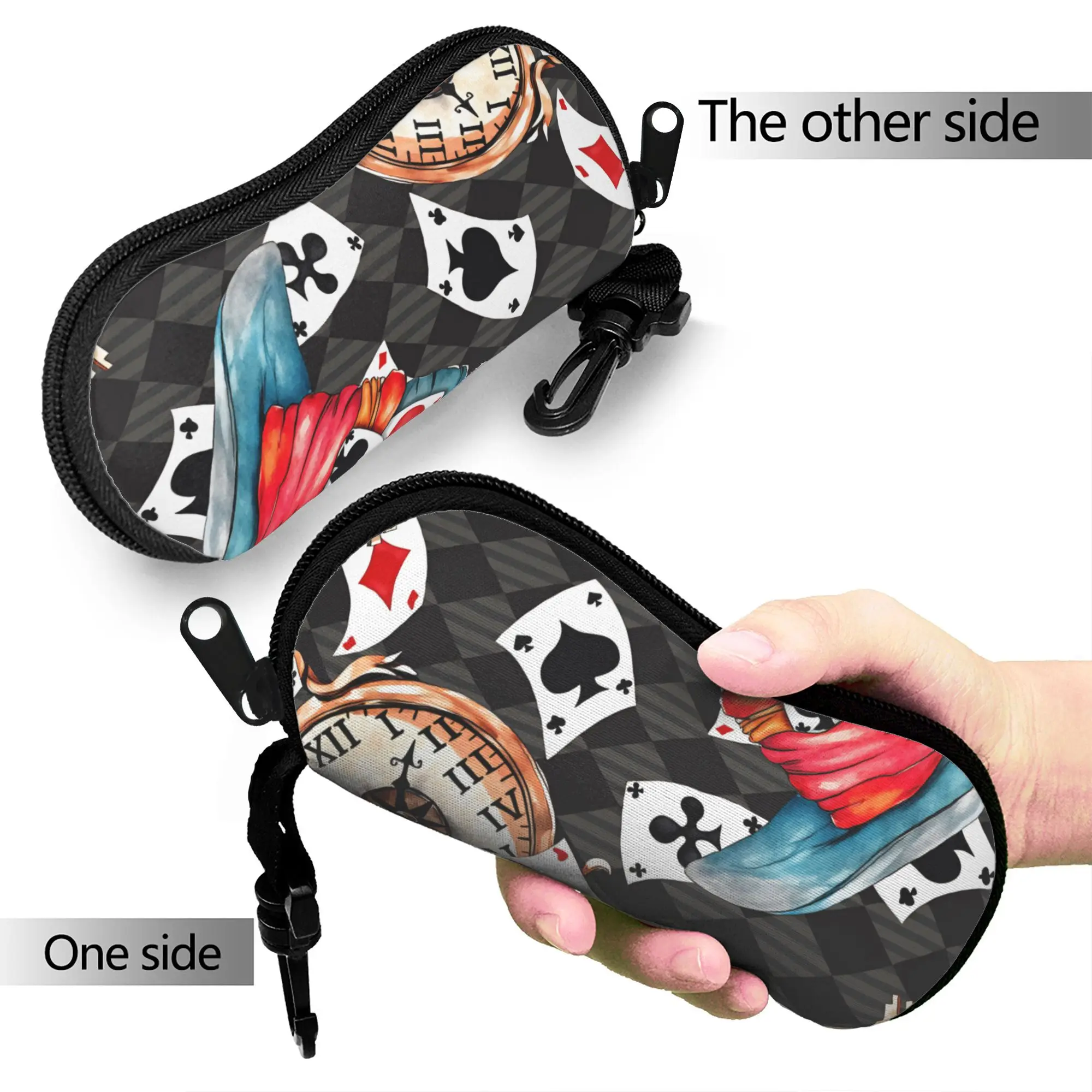Playing Cards  Glasses Case Cover  Zip Sunglasses Pouch Unisex Daily Eyeglass Protector Soft Eyewear Storage