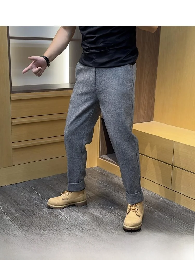 

Wangzhai Premium 409, шерстяные повседневные деловые брюки hine Waable, осенне-зимние прямые брюки для молодых мужчин